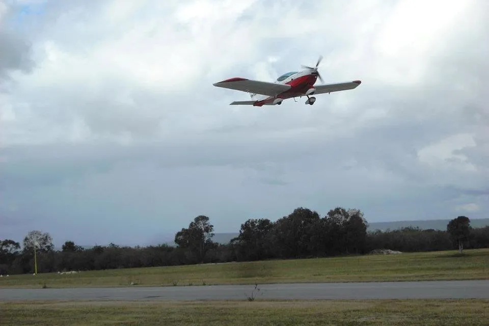 VH-EZT climbing out after takeoff at Serpentine Airfield
