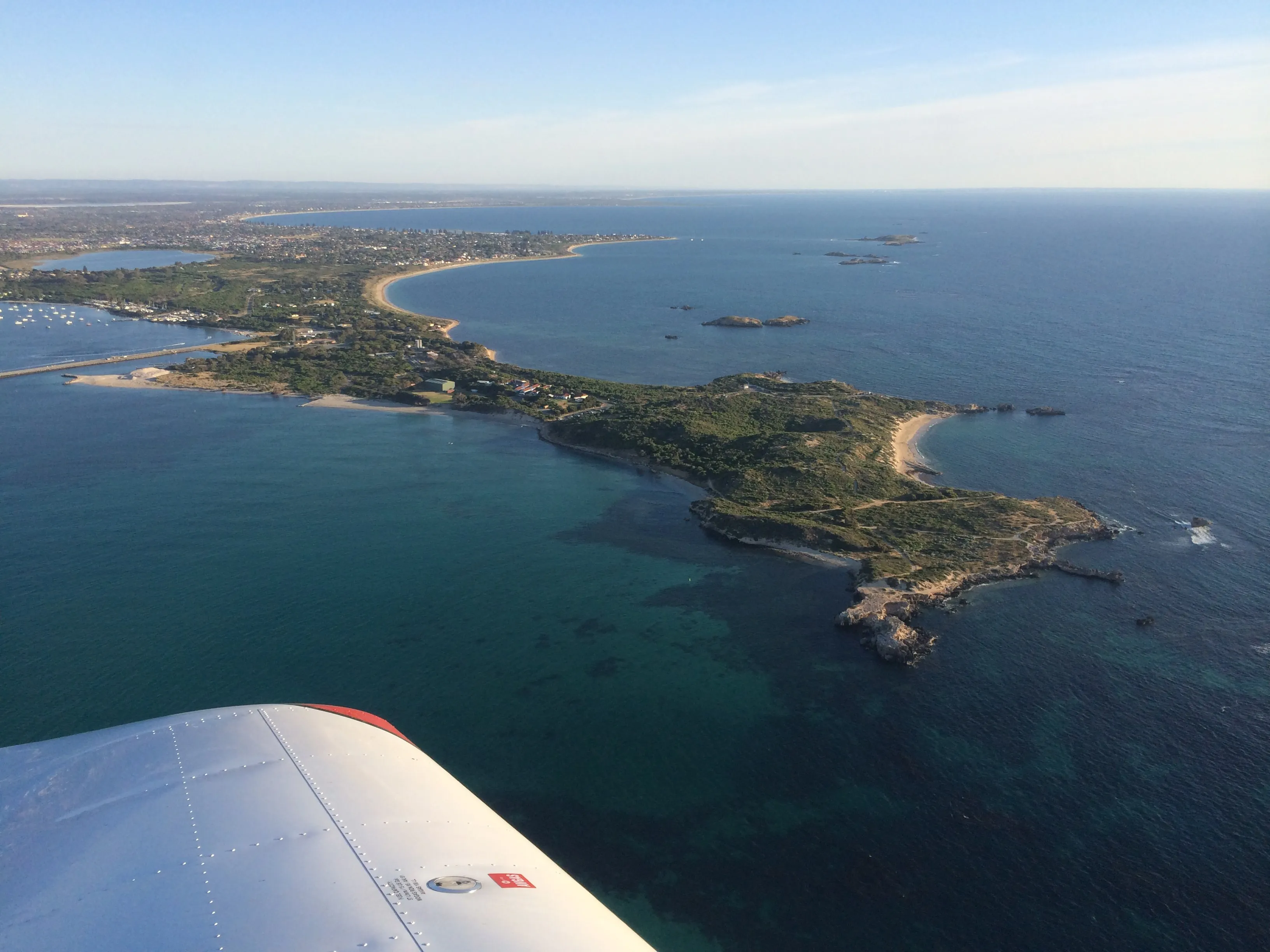 Cape Peron and the Rockingham coastline seen from VH-EZT