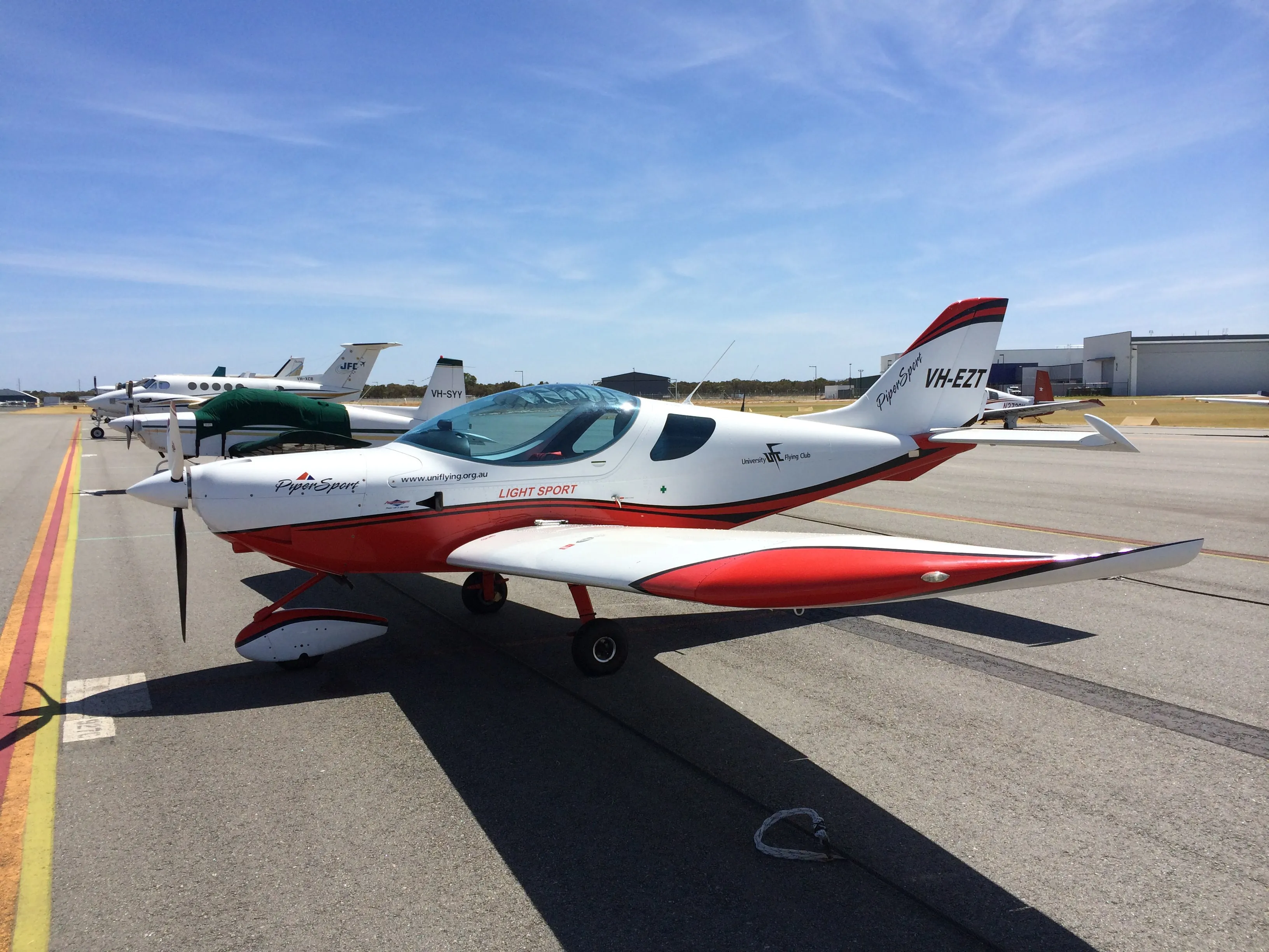 VH-EZT parked on the apron at Jandakot