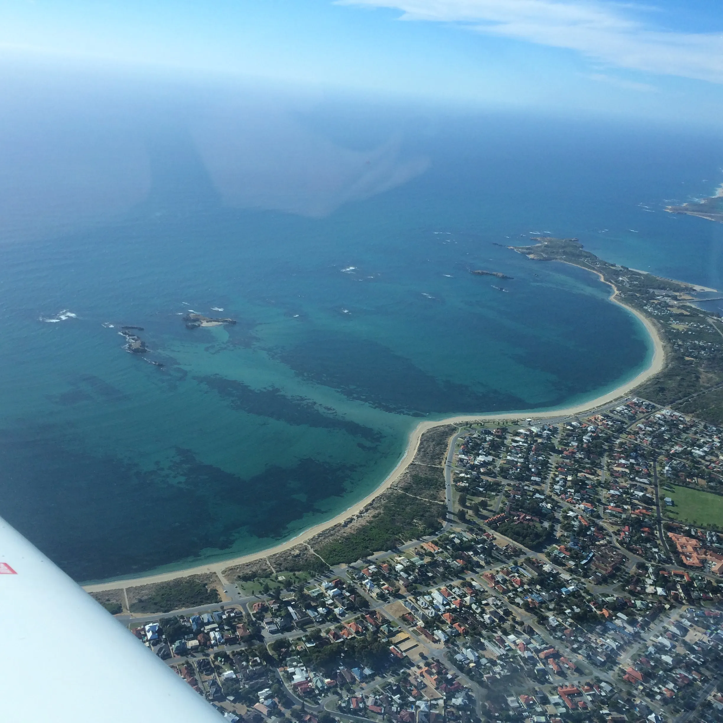 Shoalwater Bay and its islands at Rockingham seen from VH-EZT