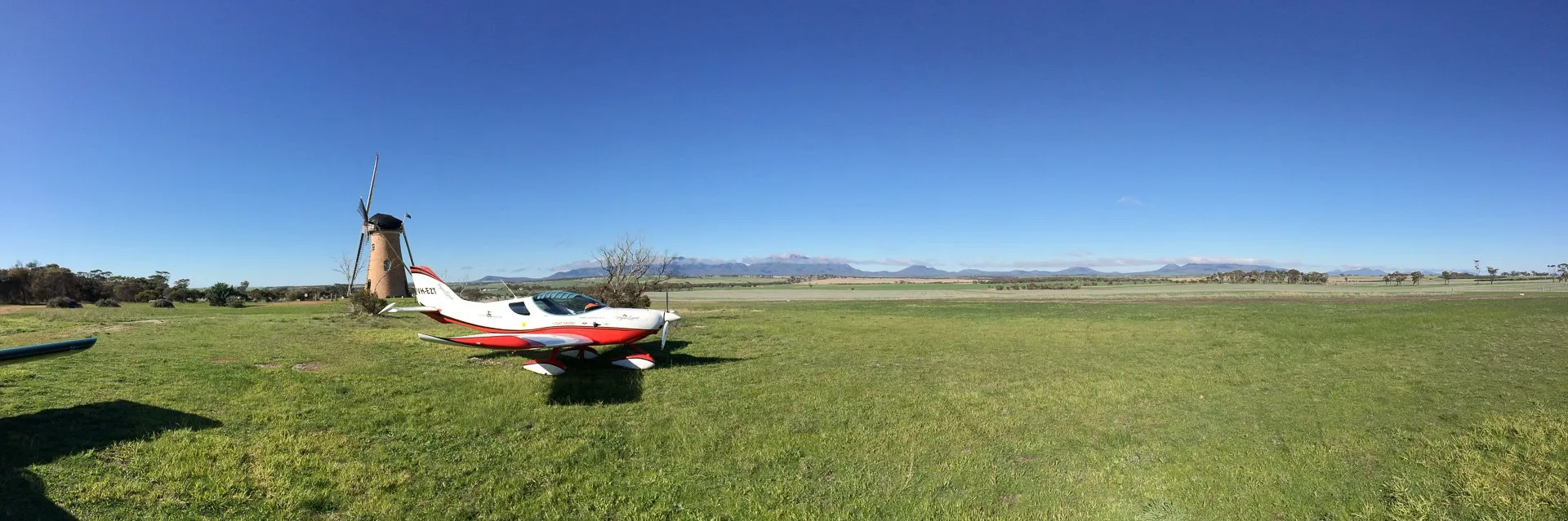 VH-EZT at the lily dutch windmill runway airstrip